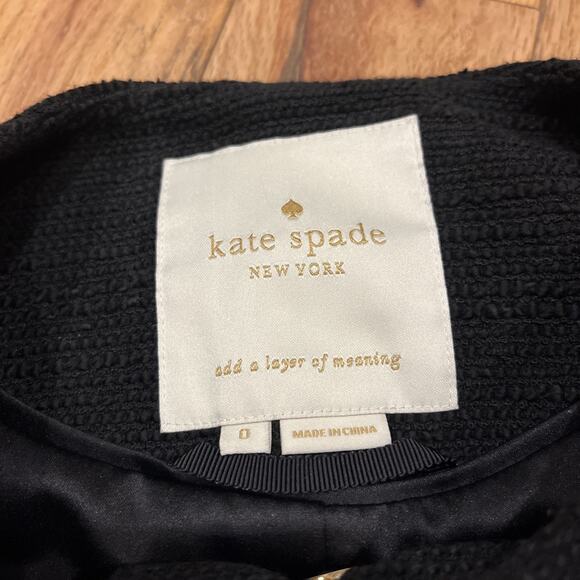 Kate Spade Erika Jacket Tweed Pattern Lacquered Finish 0 Womens Button Coat - Picture 3 of 10